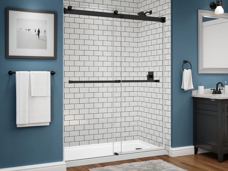 illusions subway tile shower black trim showcase 1