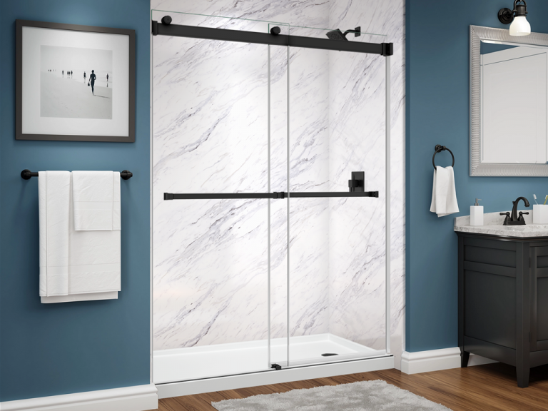 bella series - marble - calcutta - dual glass slider