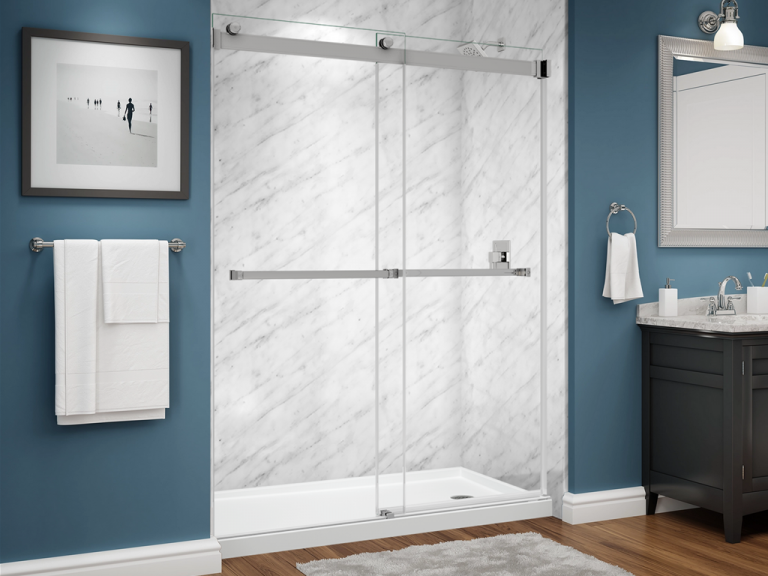 bella series shower - marble - carrara - dual glass slider - 1024x768