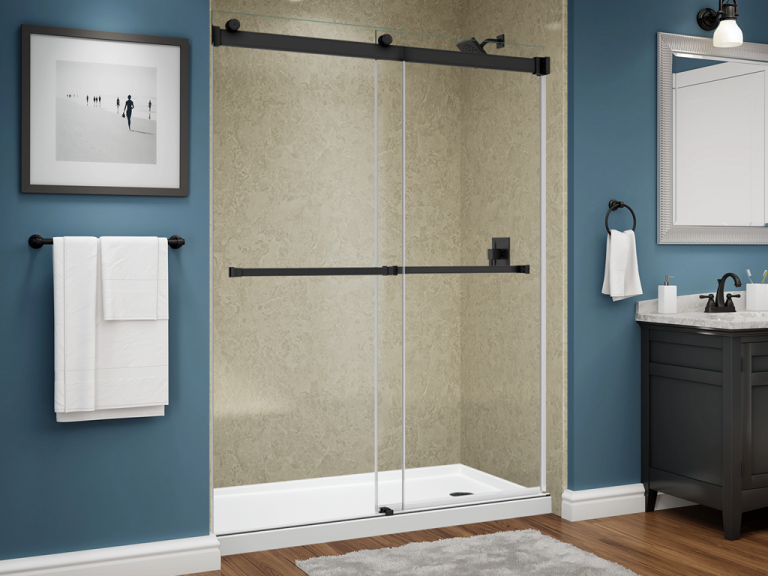 bella series shower - smooth sandStone - dual glass slider