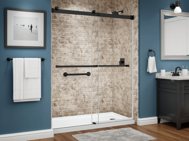 bella series shower - tile - ridgestone - subway - dual glass slider