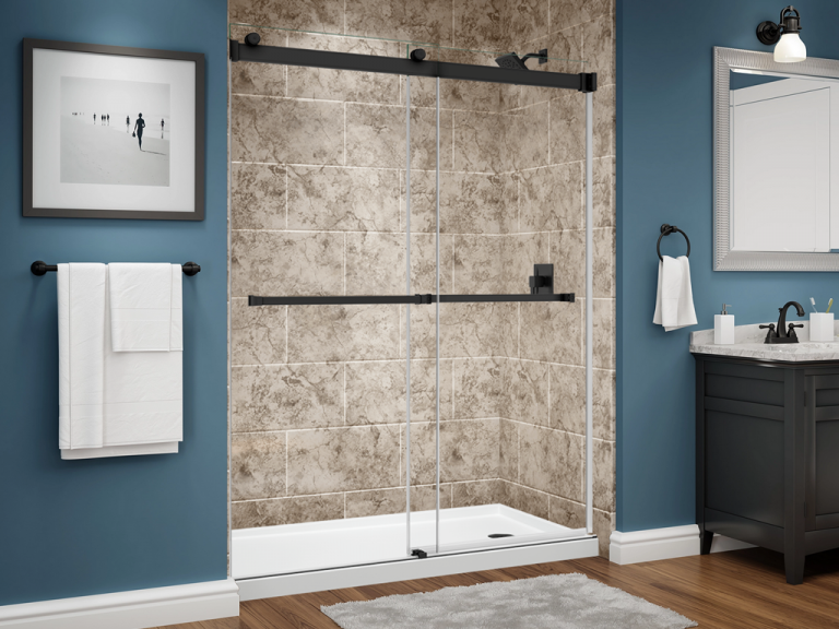 Bella Series Shower - Tile - White - Subway 11x20 - Dual Glass Slider