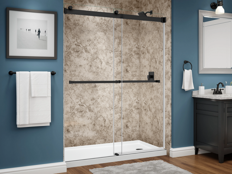 bella series shower - smooth ridgestone - dual glass slider