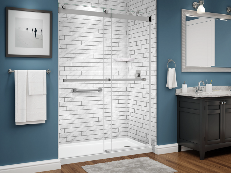 Illusions Series Shower - Trendz - Carrara - Chrome Trim - Dual Glass Slider